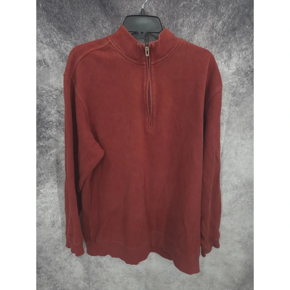 Roundtree & Yorke‎ Sweater Mens XL Red 1/4 Zip Mockneck Long Sleeve